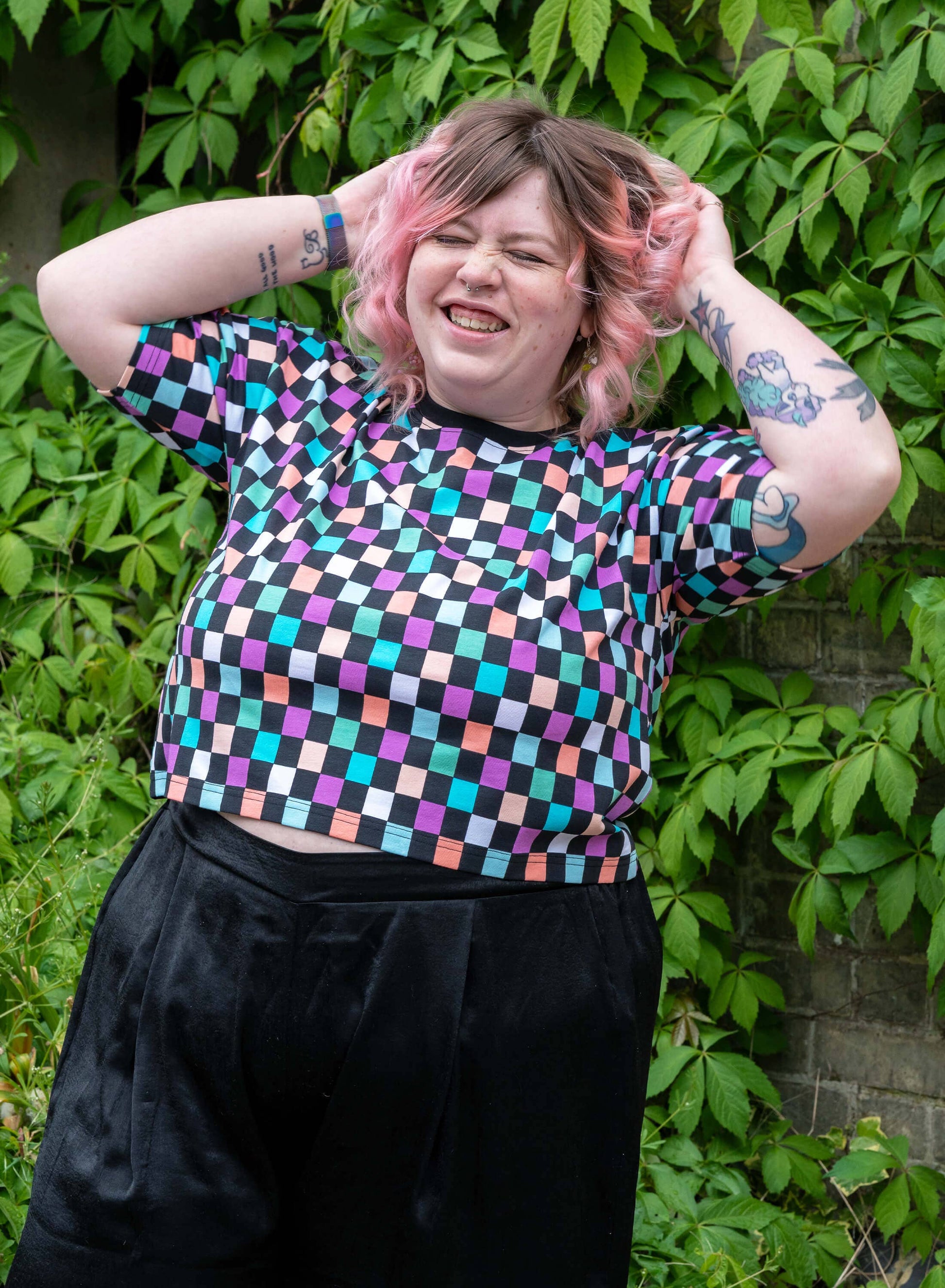 Checkerboard Chropped Boxy Tee