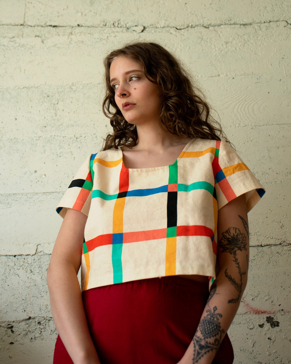 Chunky Windowpane Crop Top