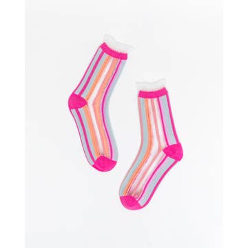 Candy Stripe Ruffle Crew Sock