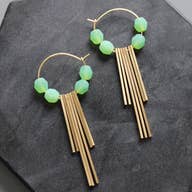Mint Glass Geometric Hoop Earrings
