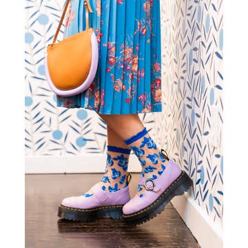 Blueberry Ruffle Sheer Crew Sock