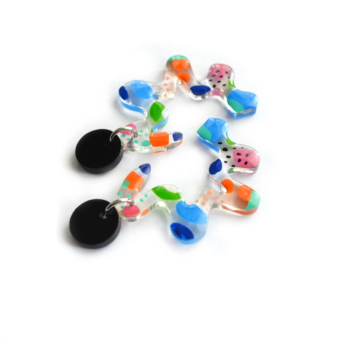 Clear Squiggle Earrings