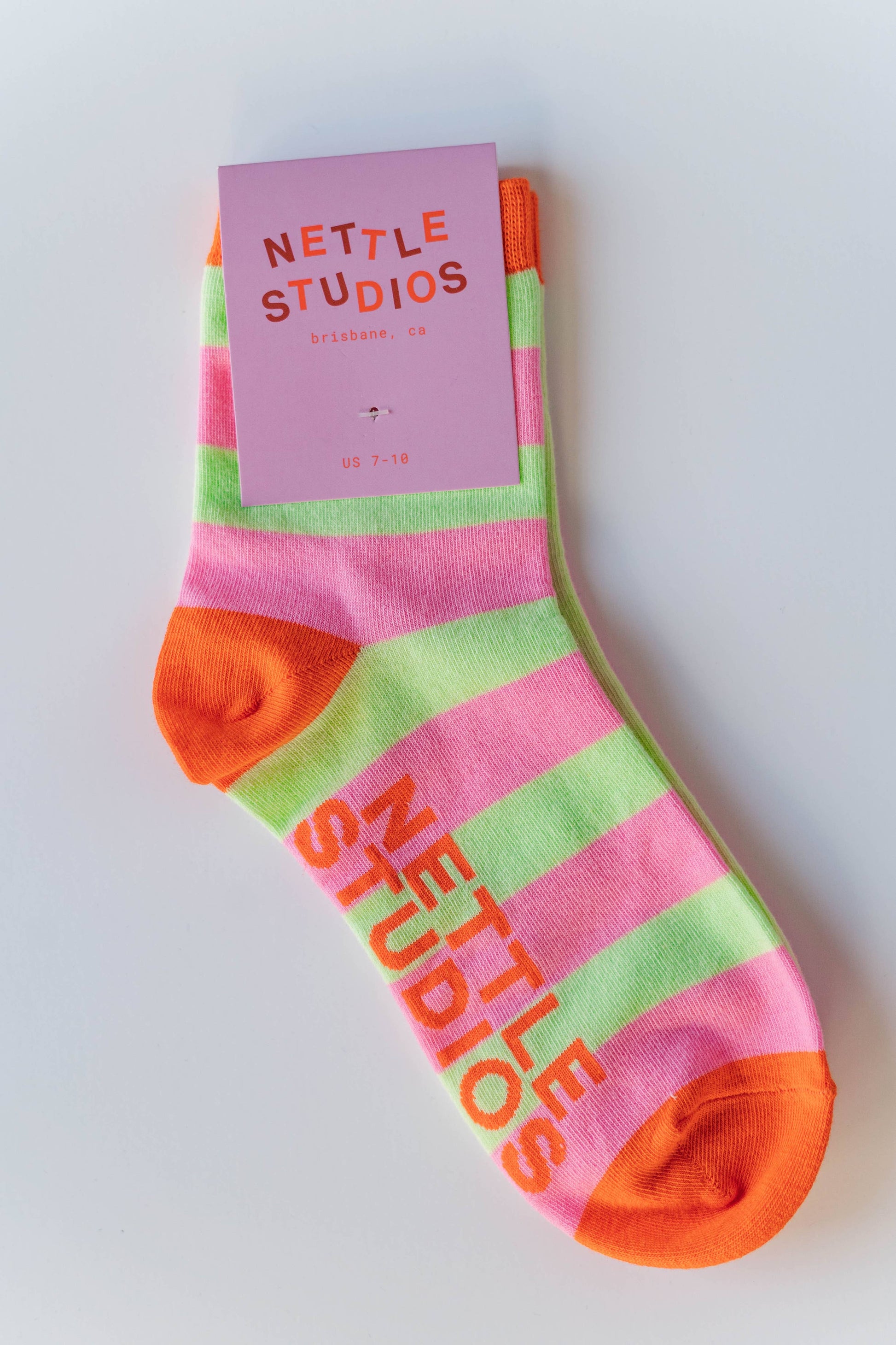 Cotton Pink Yellow Striped Ankle Sock