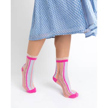 Candy Stripe Ruffle Crew Sock