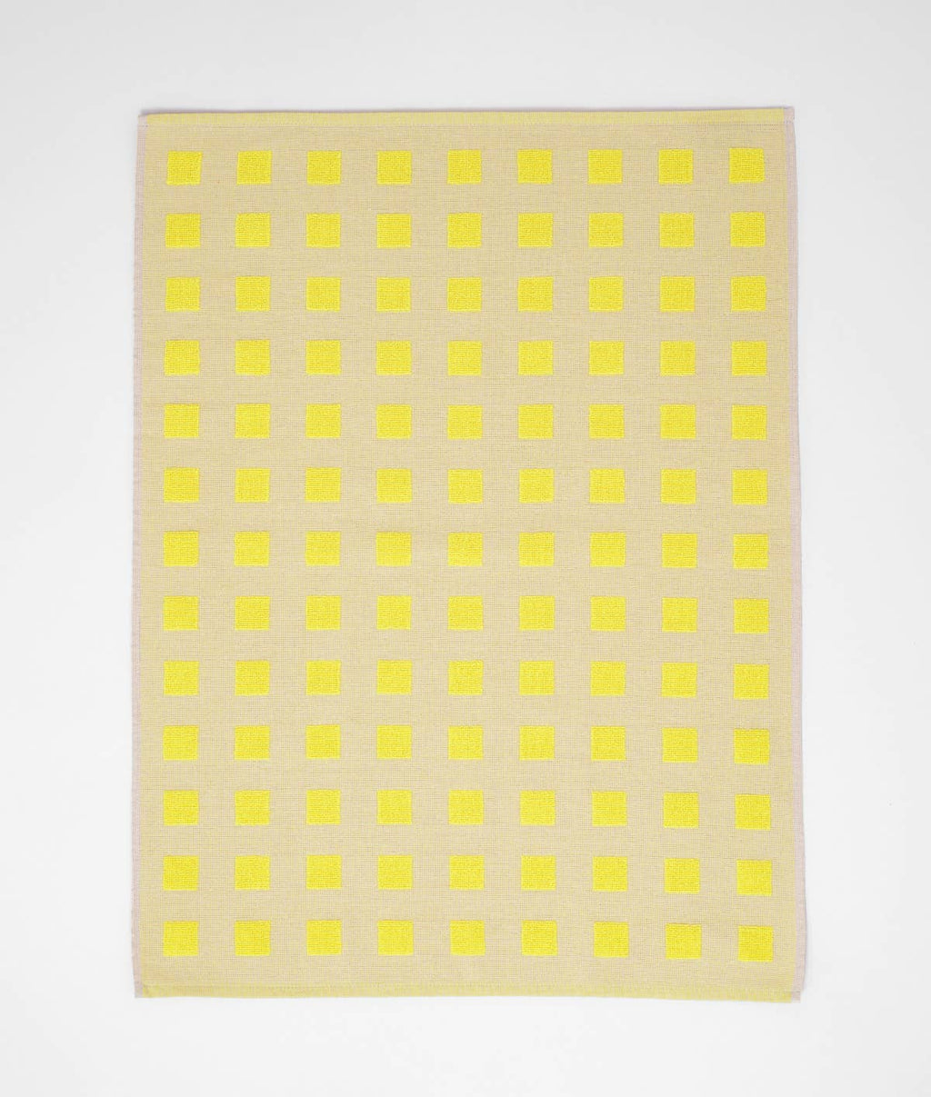 Squares Woven Terry Tea Towel – Oat/Yellow