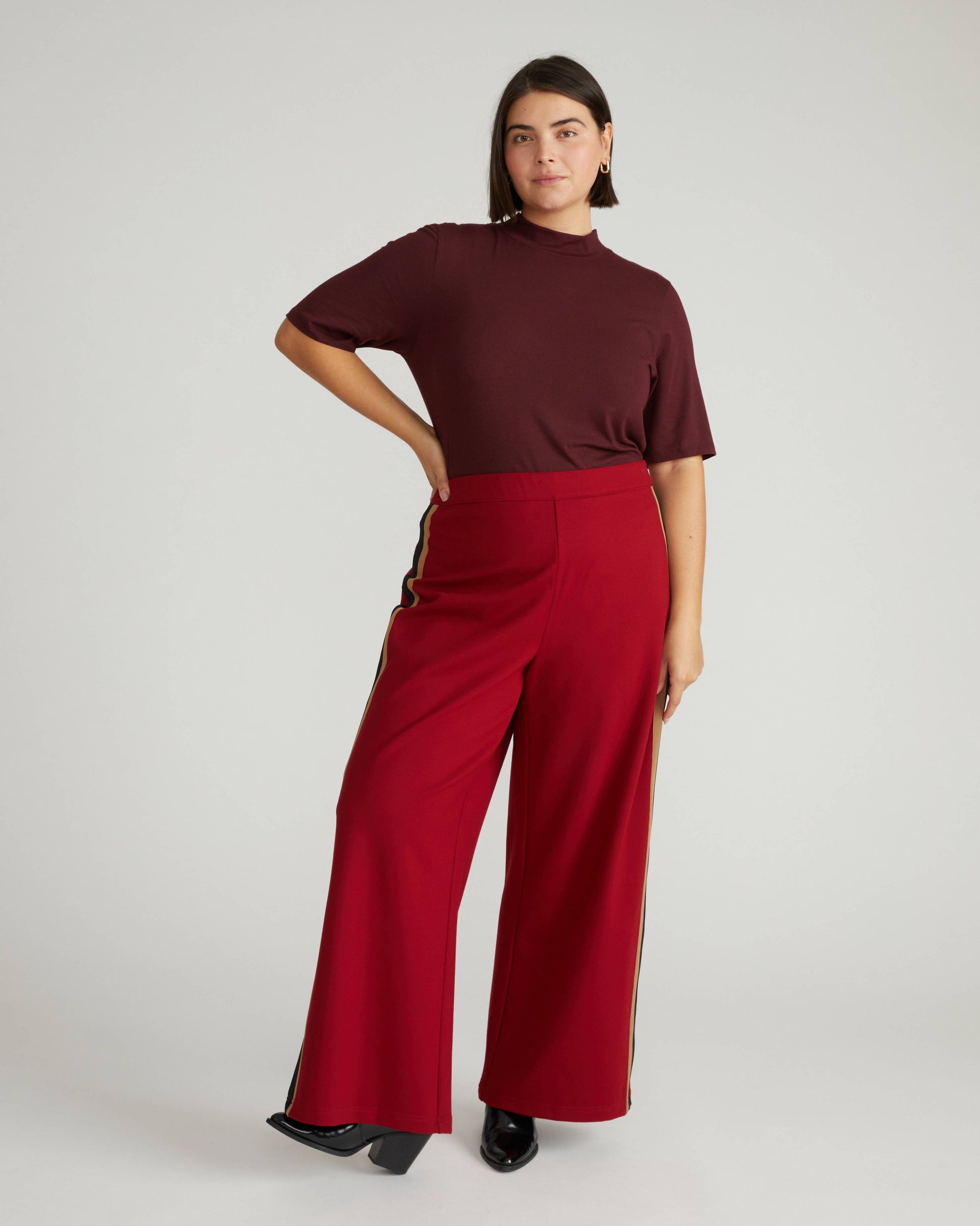 Stephanie Wide Leg Stripe Ponte Pants