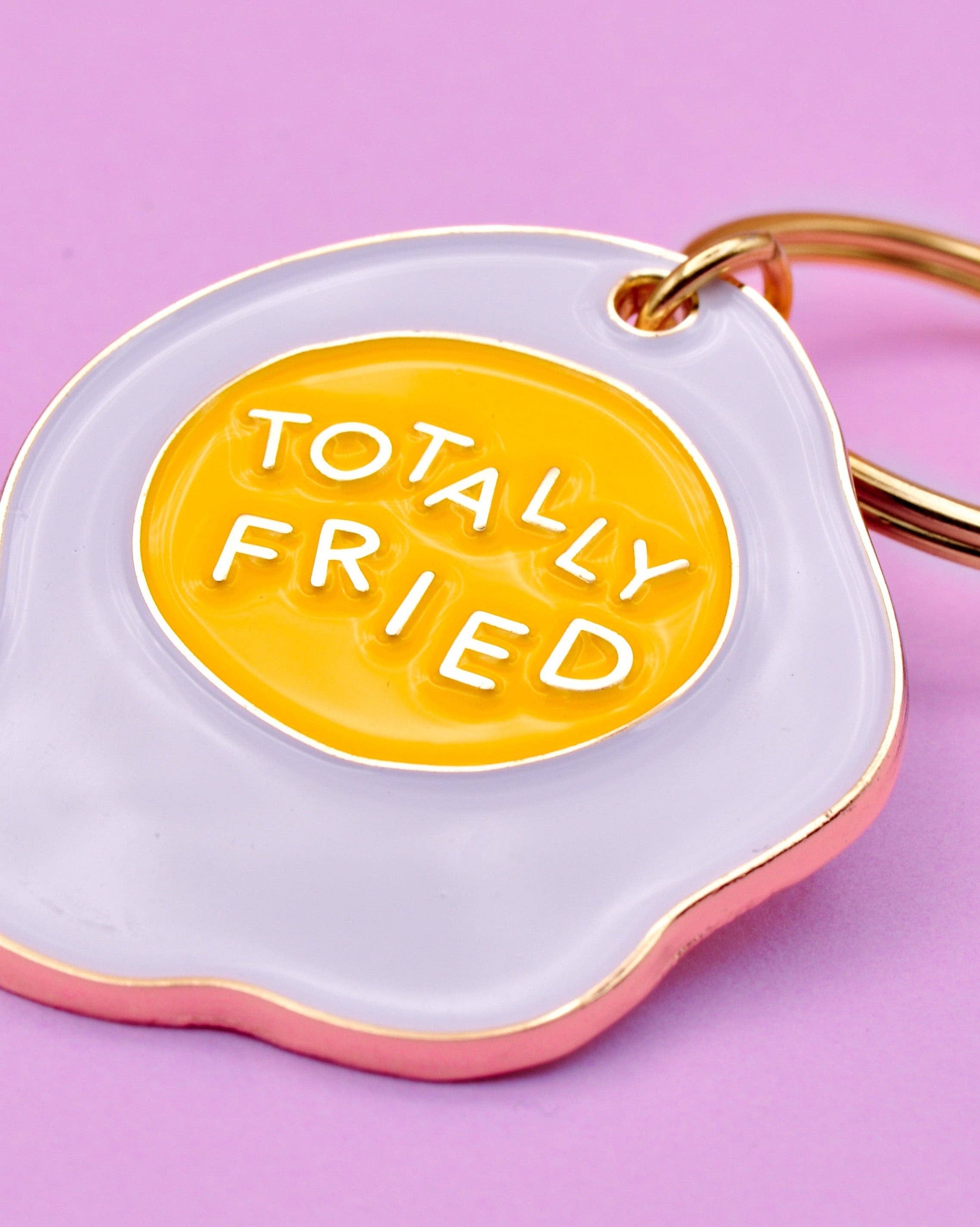 Totally Fried Egg Enamel Keychain