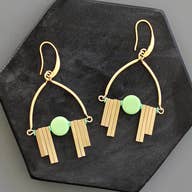 Matte Green Artdeco Earrings