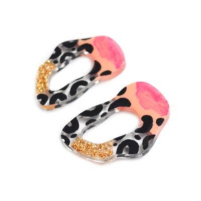 Leopard Squiggle Hoop Earrings