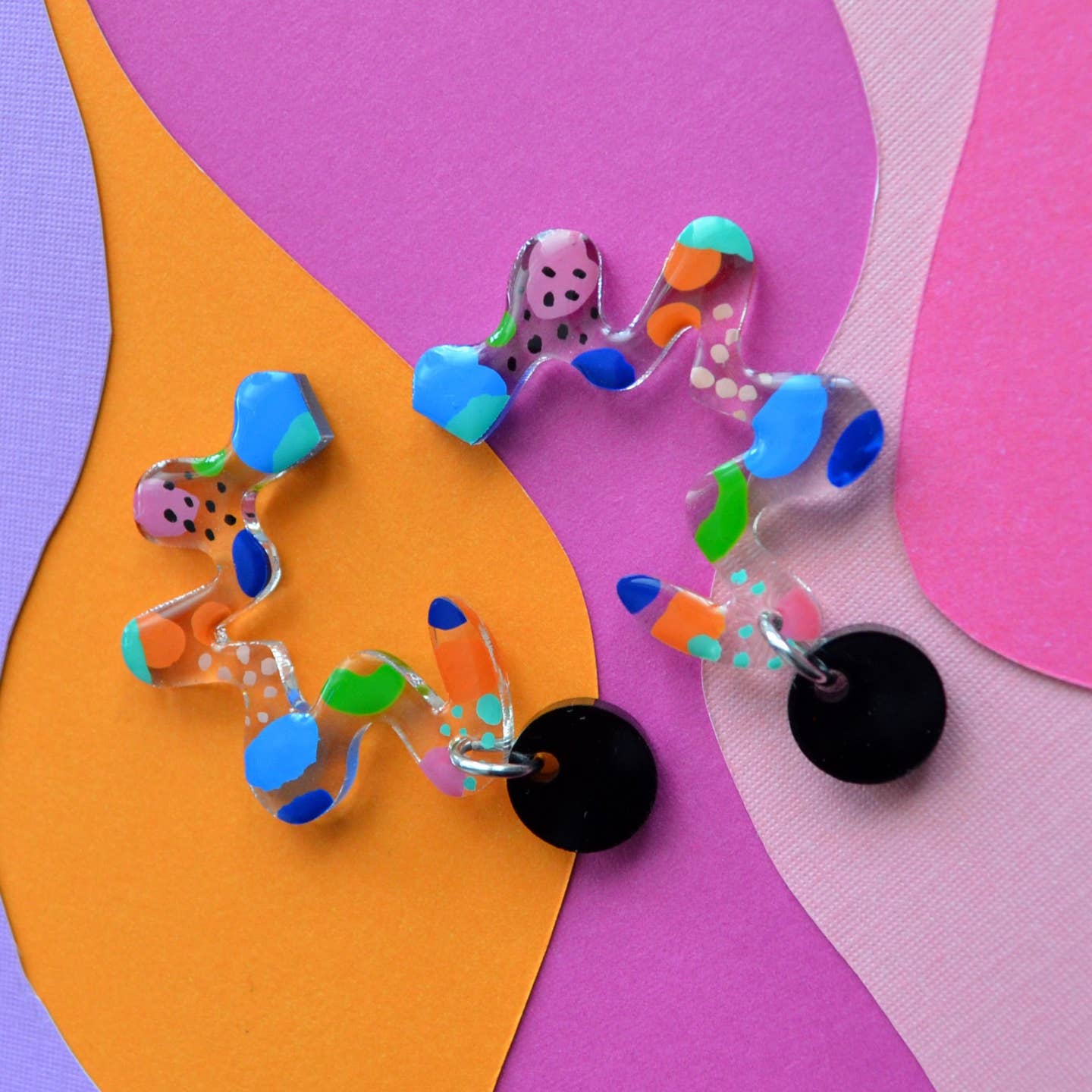 Clear Squiggle Earrings