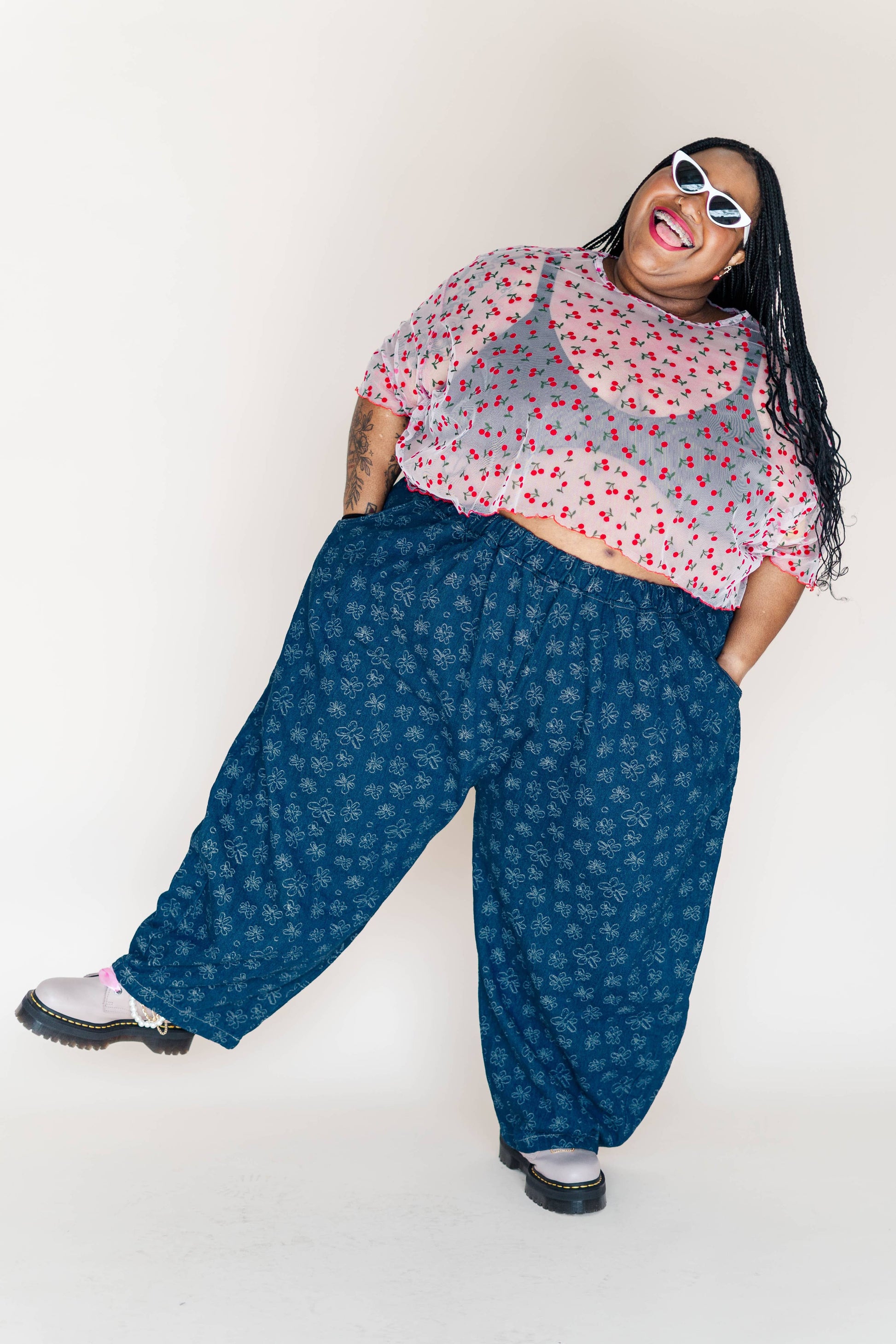 Women's Cherry Mesh Layering Blouse