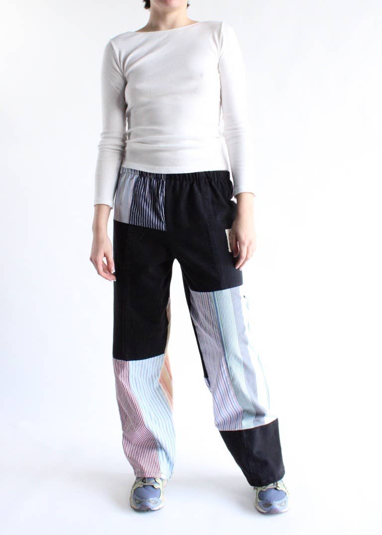 Vintage Denim x Stripes Patchwork Pants