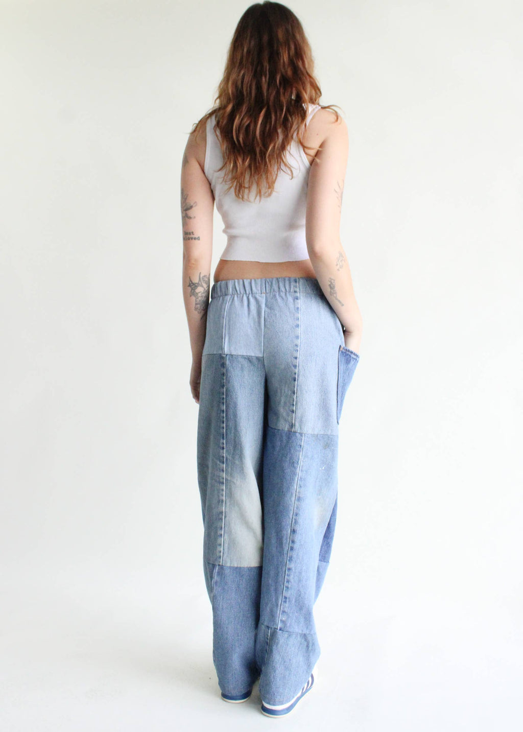 Vintage Denim Elastic Waist Pants