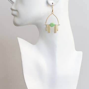 Matte Green Artdeco Earrings
