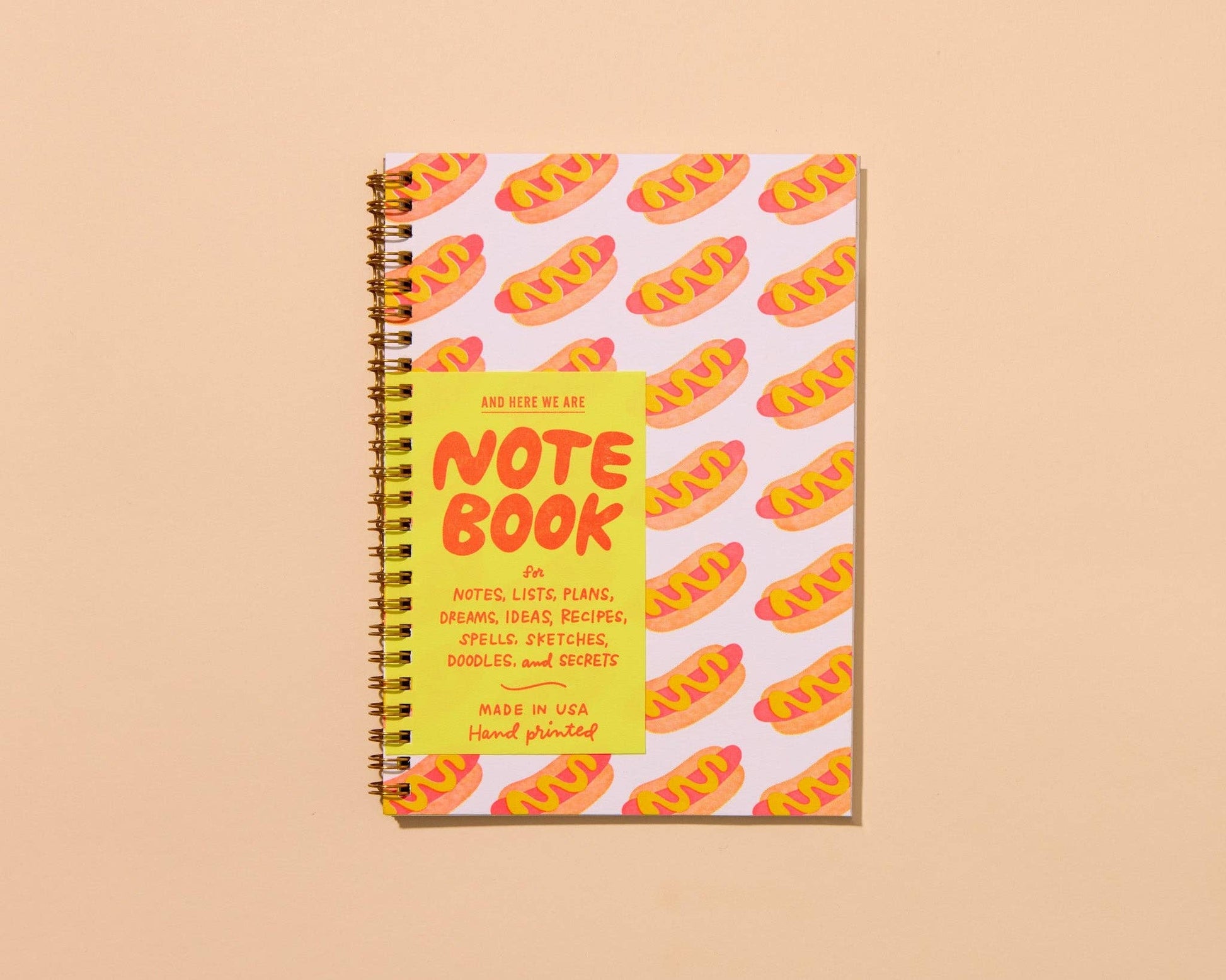 Hot Dog Pattern Letterpress Spiral Notebook
