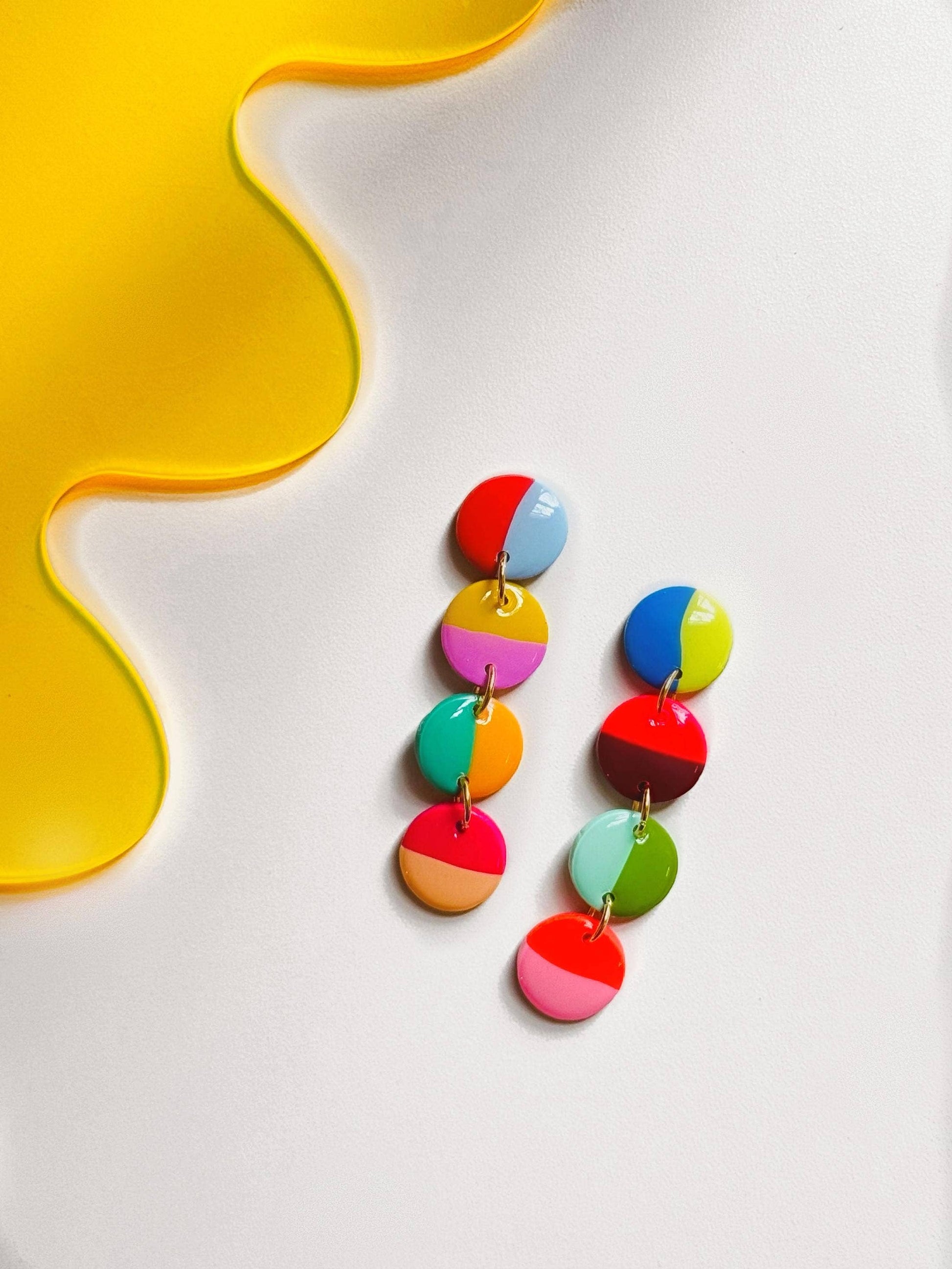 Small Circle Color Blocks Earrings