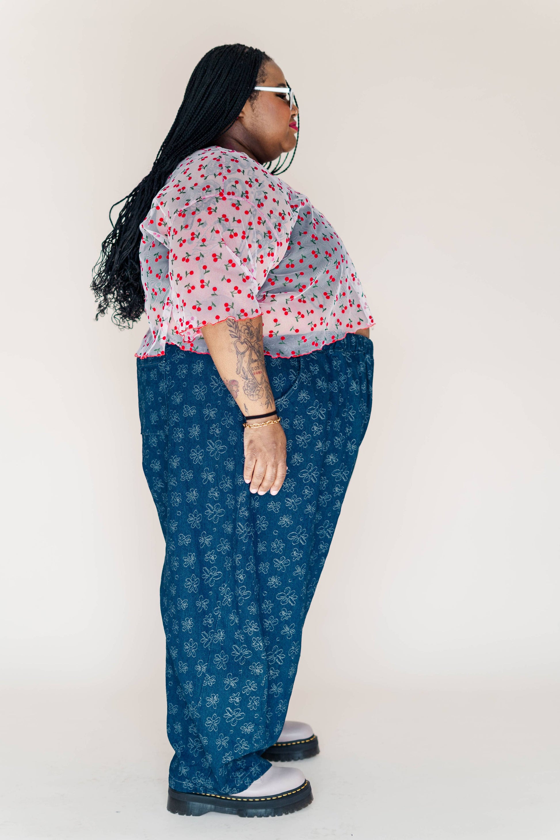 Women's Cherry Mesh Layering Blouse