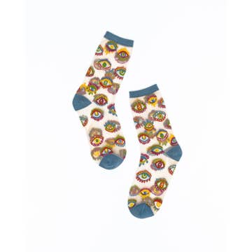 Evil Eye Sheer Crew Sock
