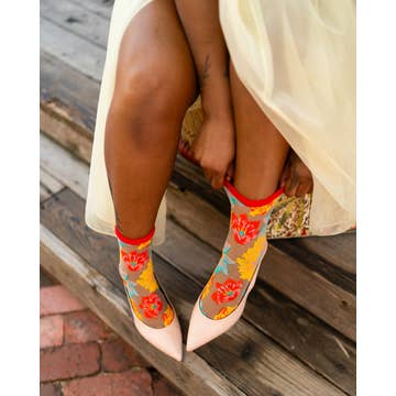 Flower Power Sheer Crew Sock