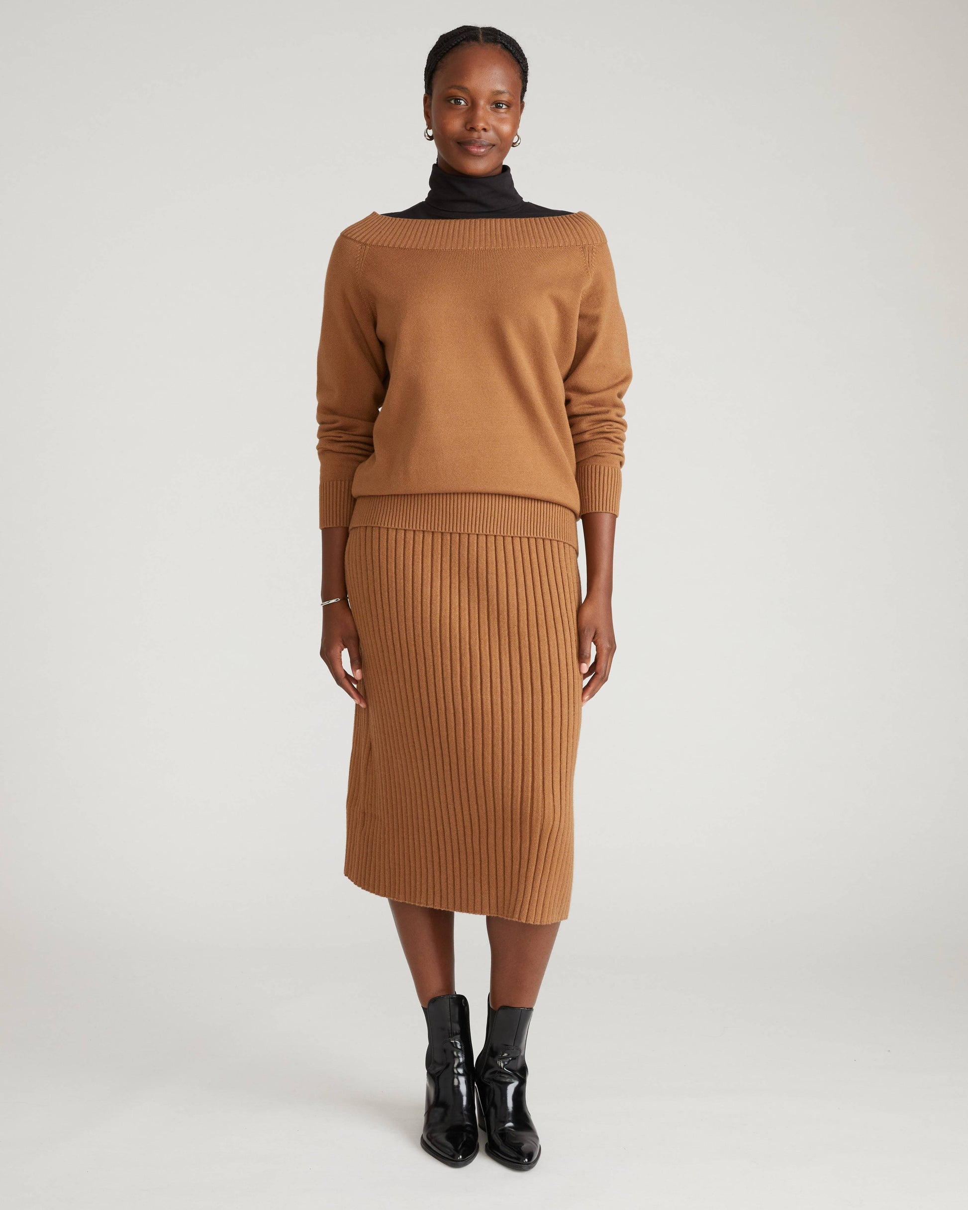 Noomi Cold Shoulder Camel Sweater