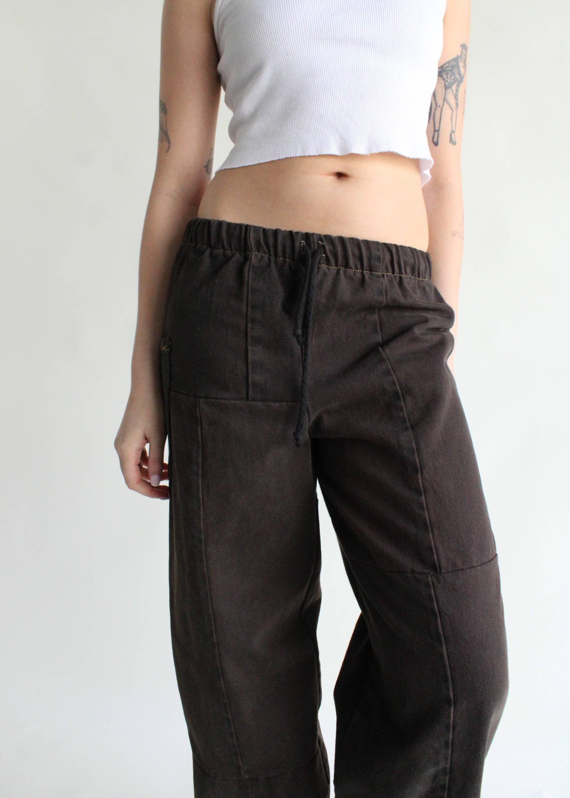 Vintage Denim Elastic Waist Pants