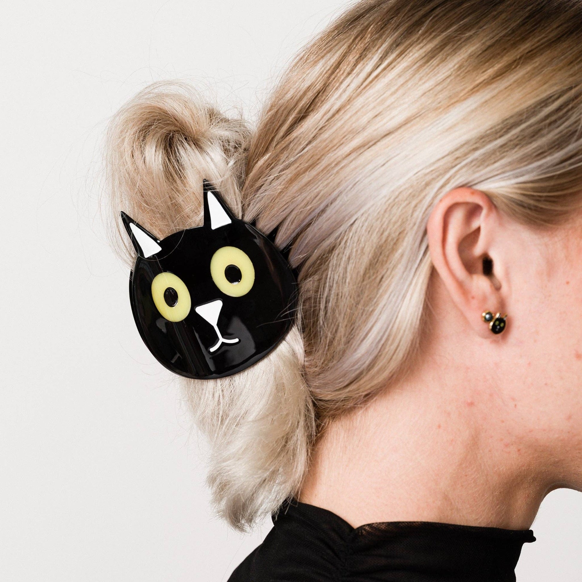 Cat Cellulose Acetate Hair Claw Clip