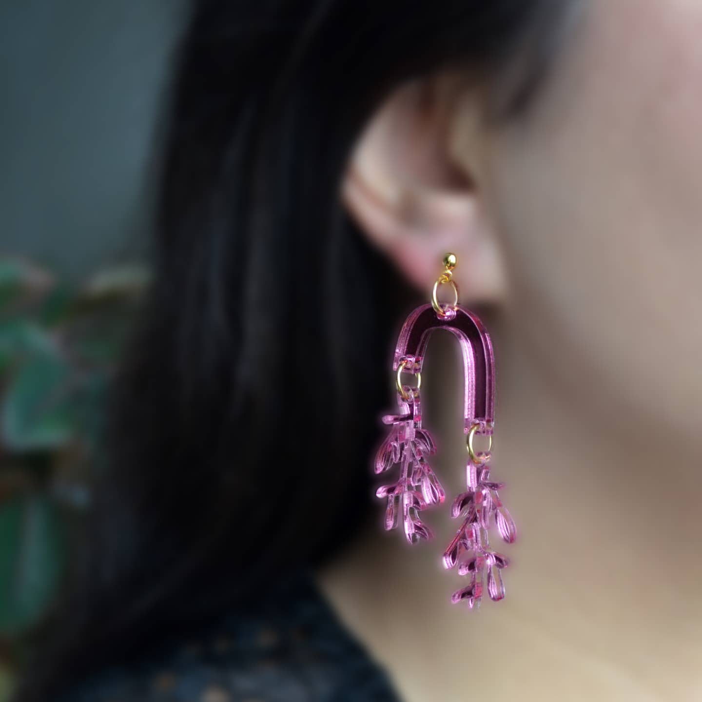 Pink Arch with Leaf Earrings