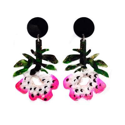 Pink Flower Resin Earrings