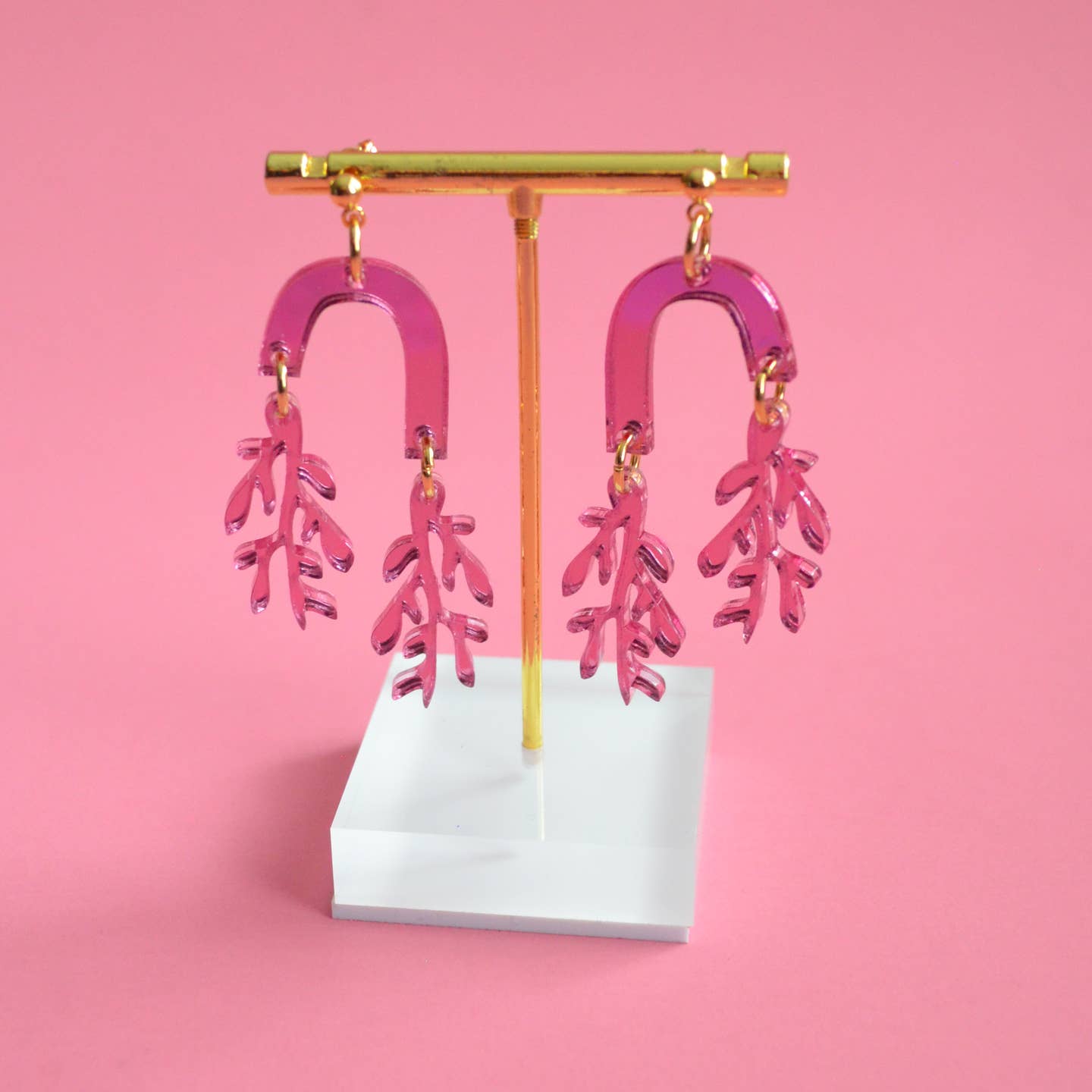 Pink Arch with Leaf Earrings