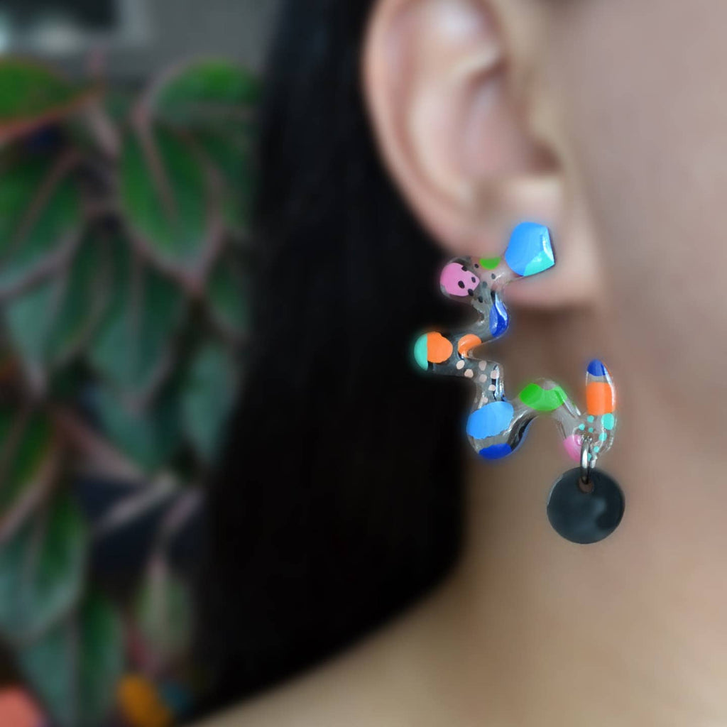 Clear Squiggle Earrings