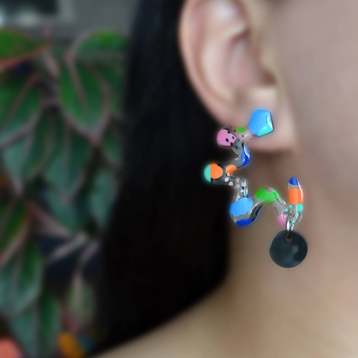 Clear Squiggle Earrings