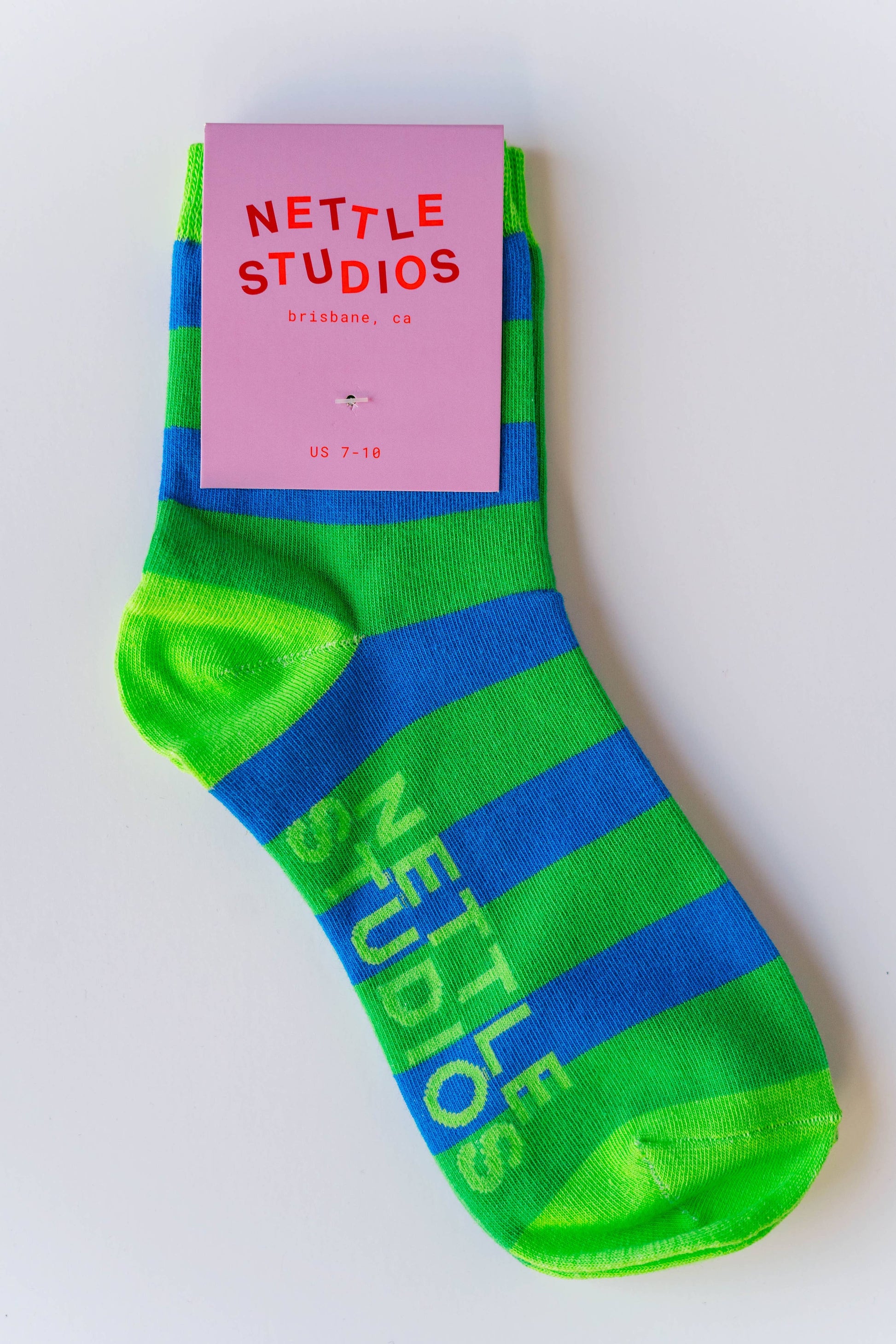 Cotton Green Blue Striped Ankle Sock