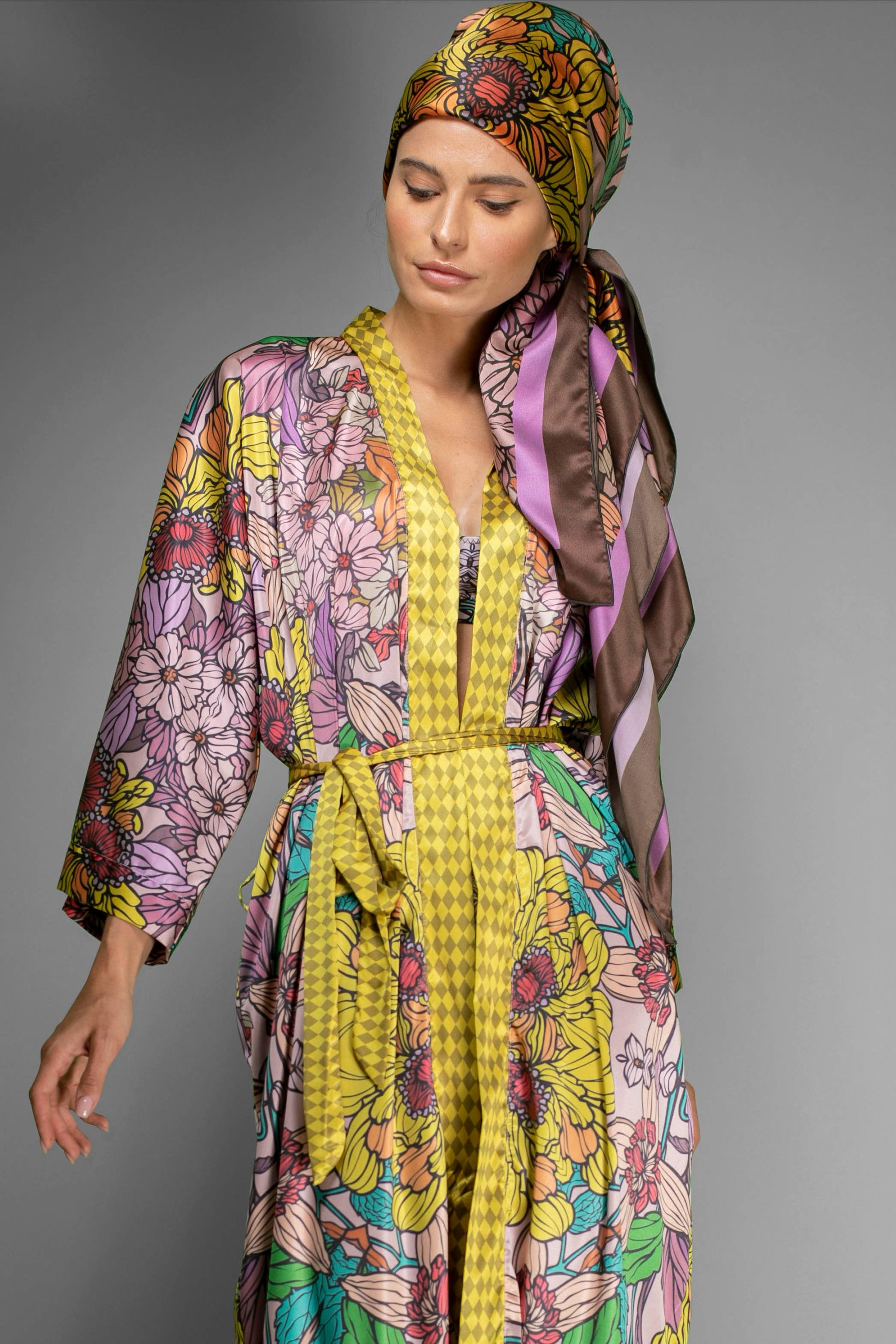 Floral Satin Kimono