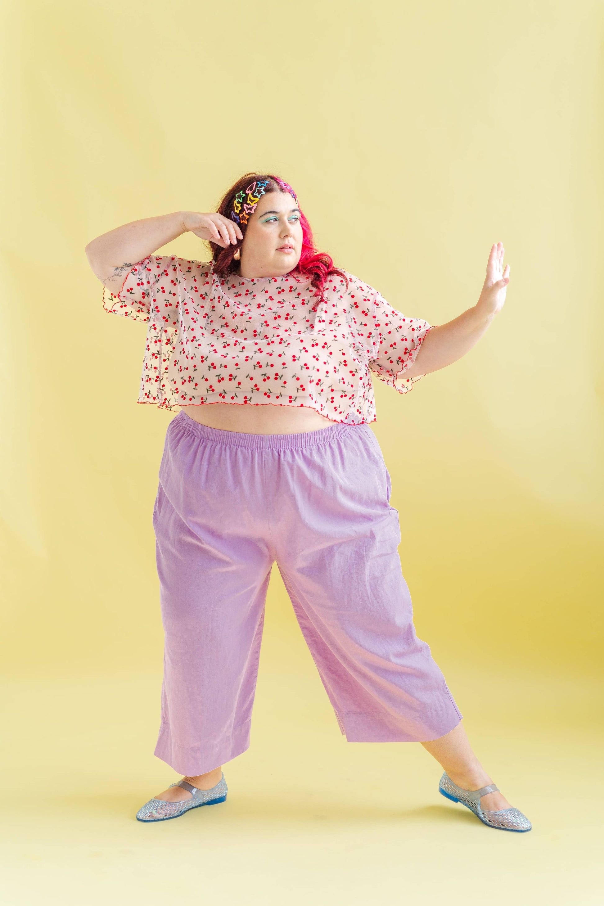 Women's Cherry Mesh Layering Blouse