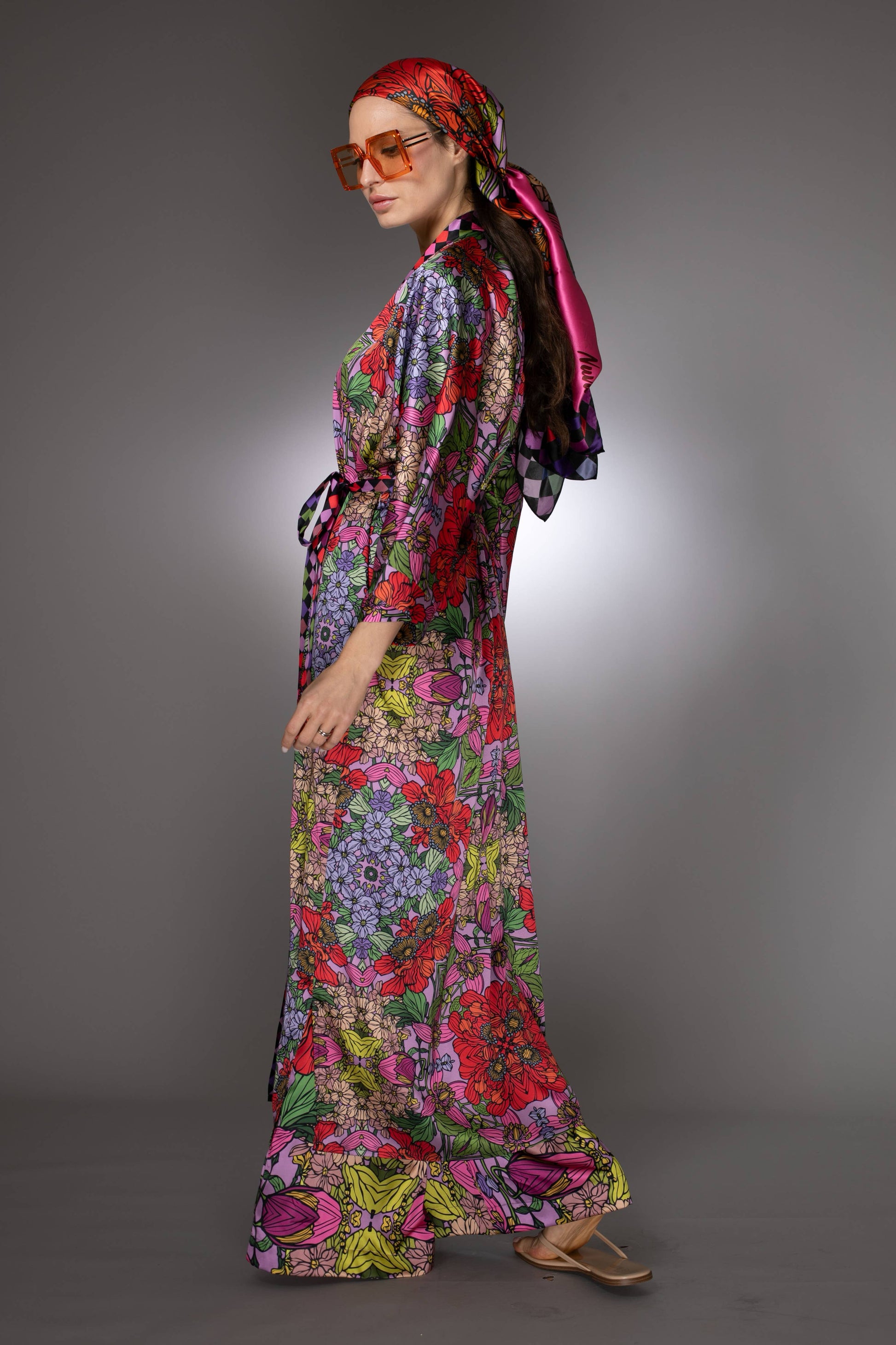 Floral Satin Kimono