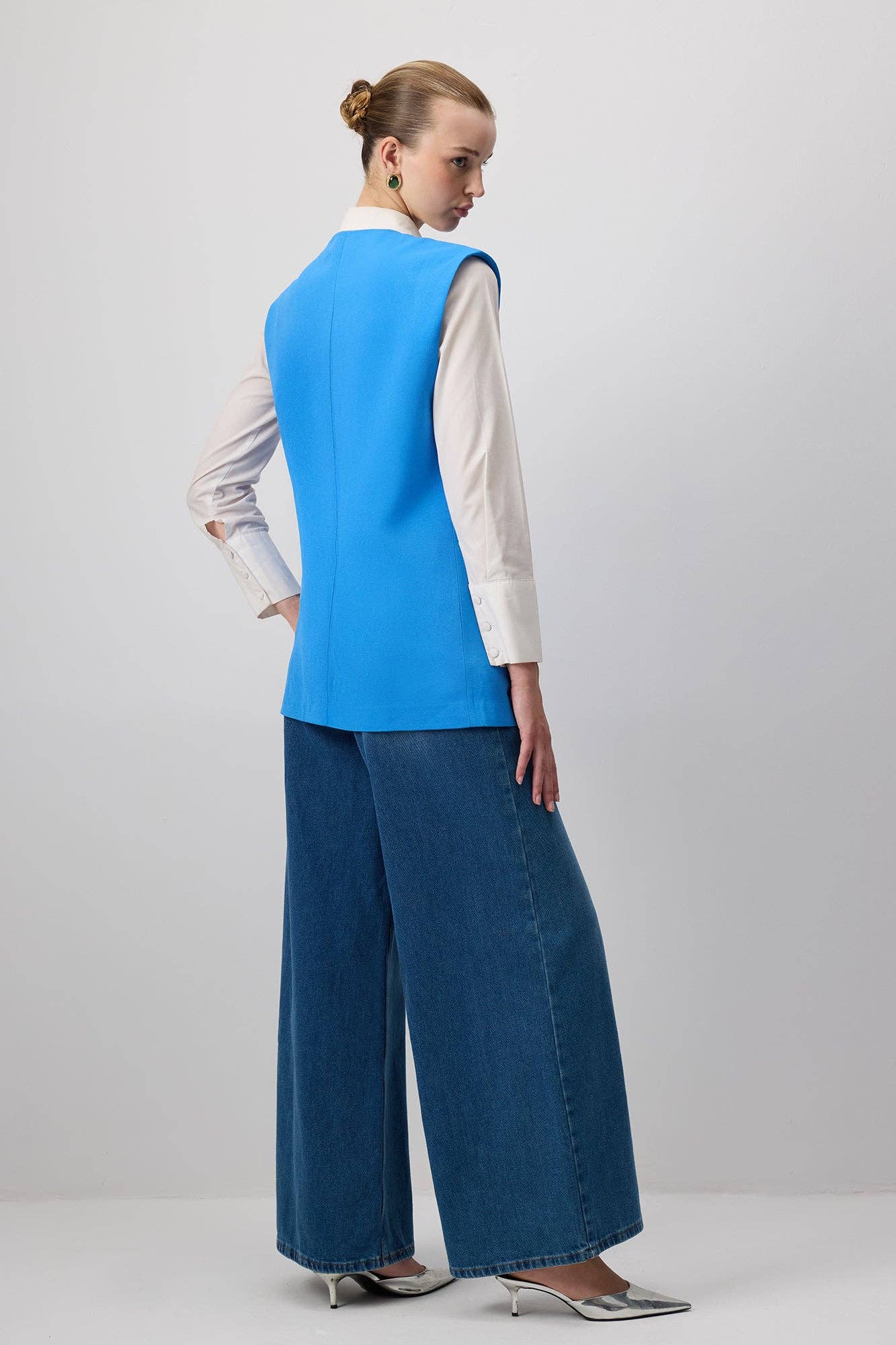 Linen Blend Double-Breasted Tailored Vest