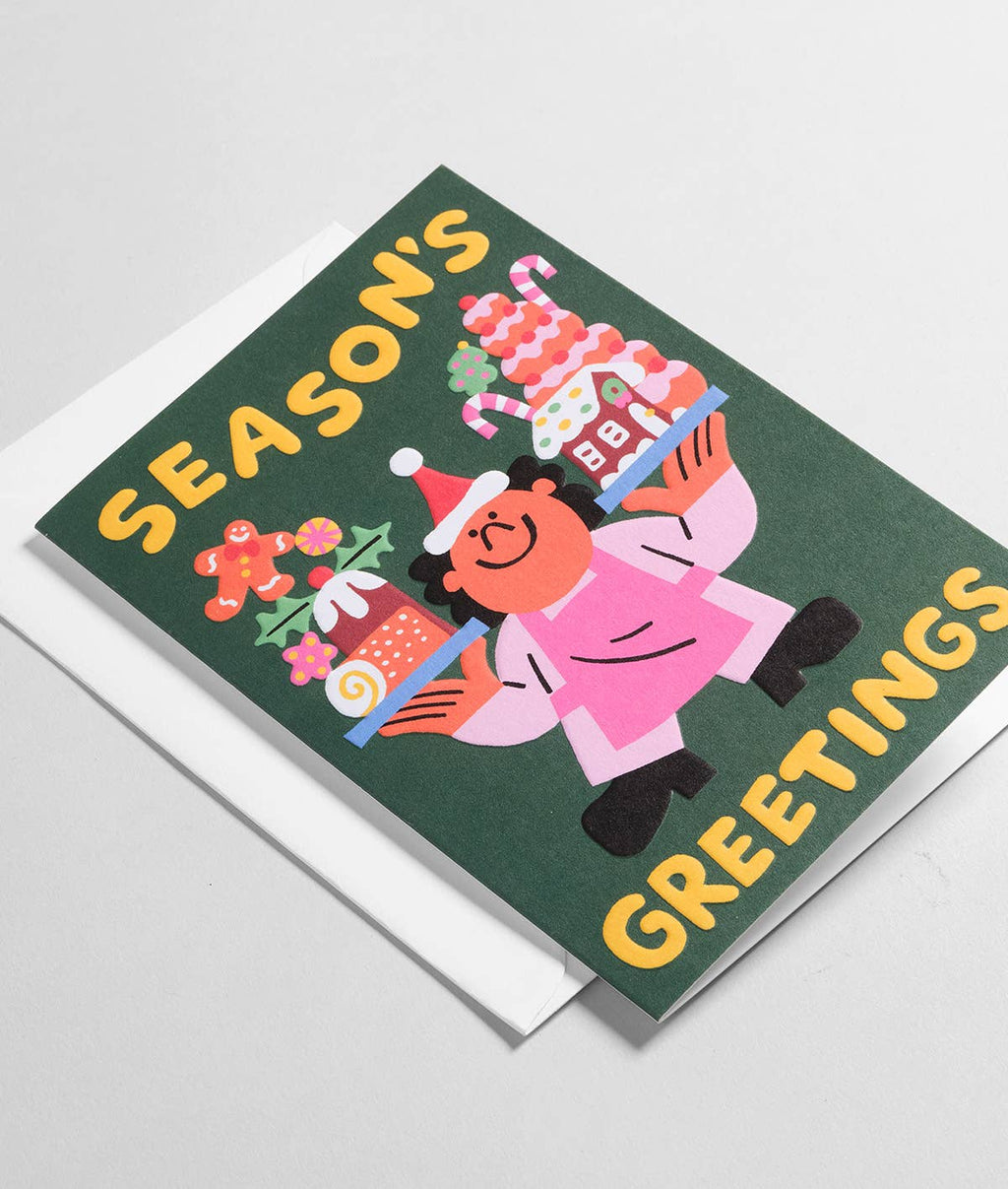 'Season's Greetings'  Embossed Holiday Greeting Card