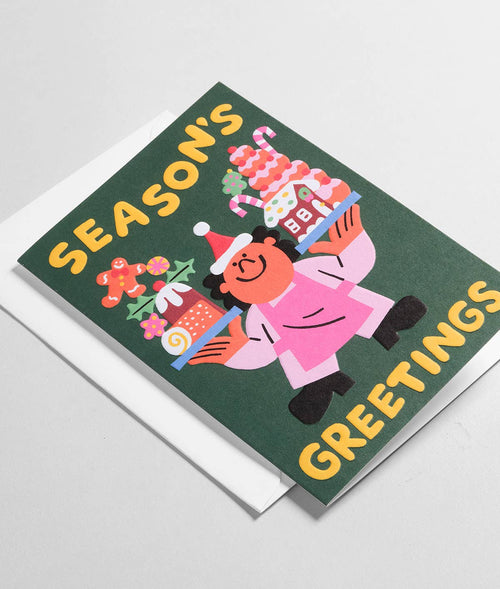 'Season's Greetings'  Embossed Holiday Greeting Card