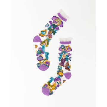 Whimsical Mermaid Ruffle Sheer Crew Sock