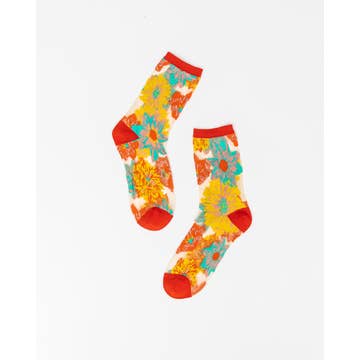 Flower Power Sheer Crew Sock
