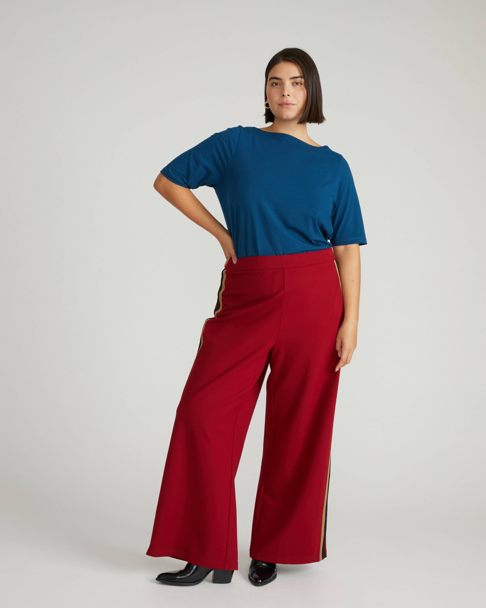 Stephanie Wide Leg Stripe Ponte Pants