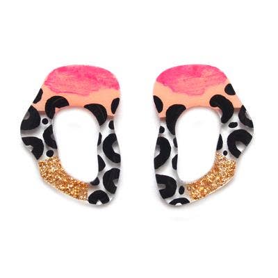 Leopard Squiggle Hoop Earrings