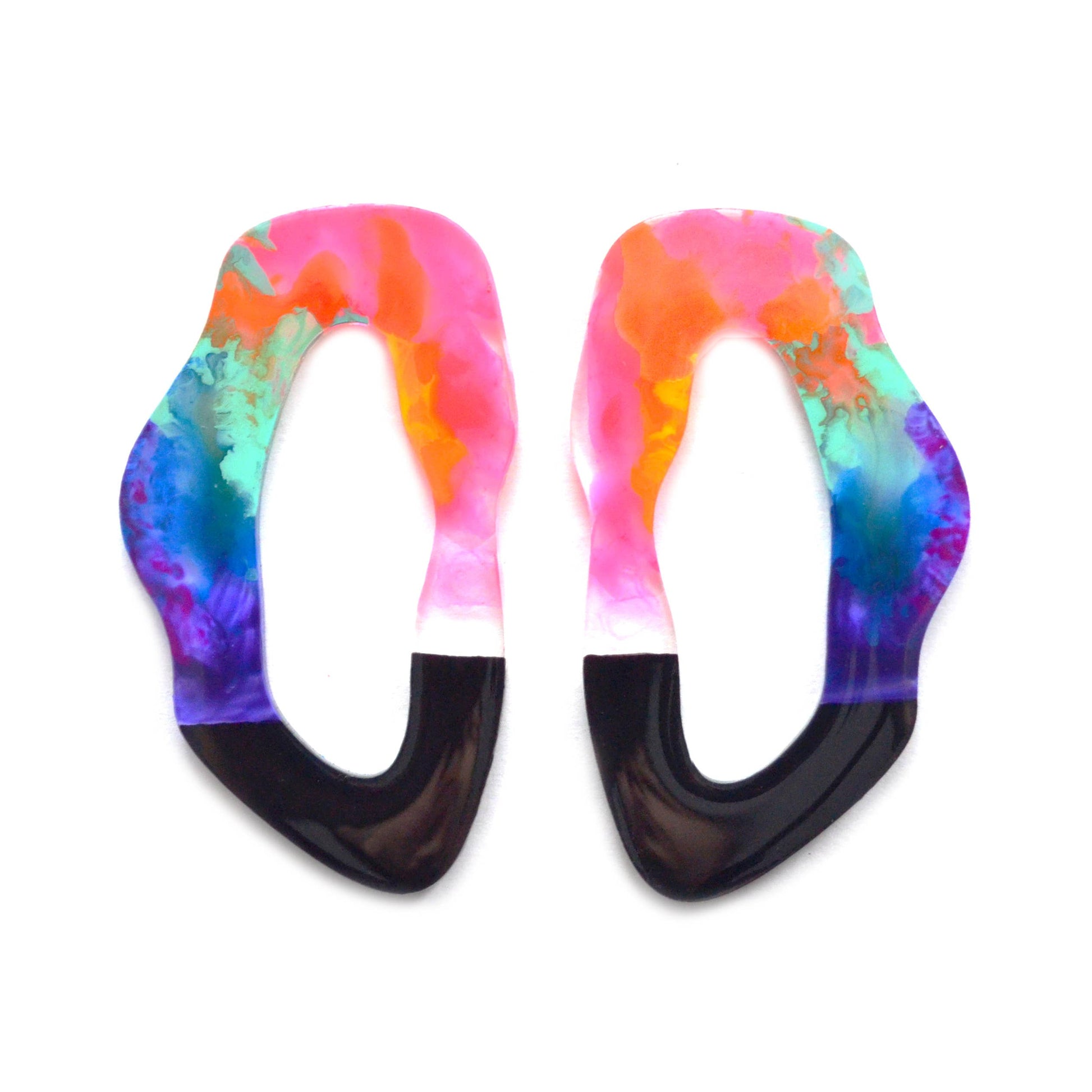 Large Rainbow Hoop Earrings