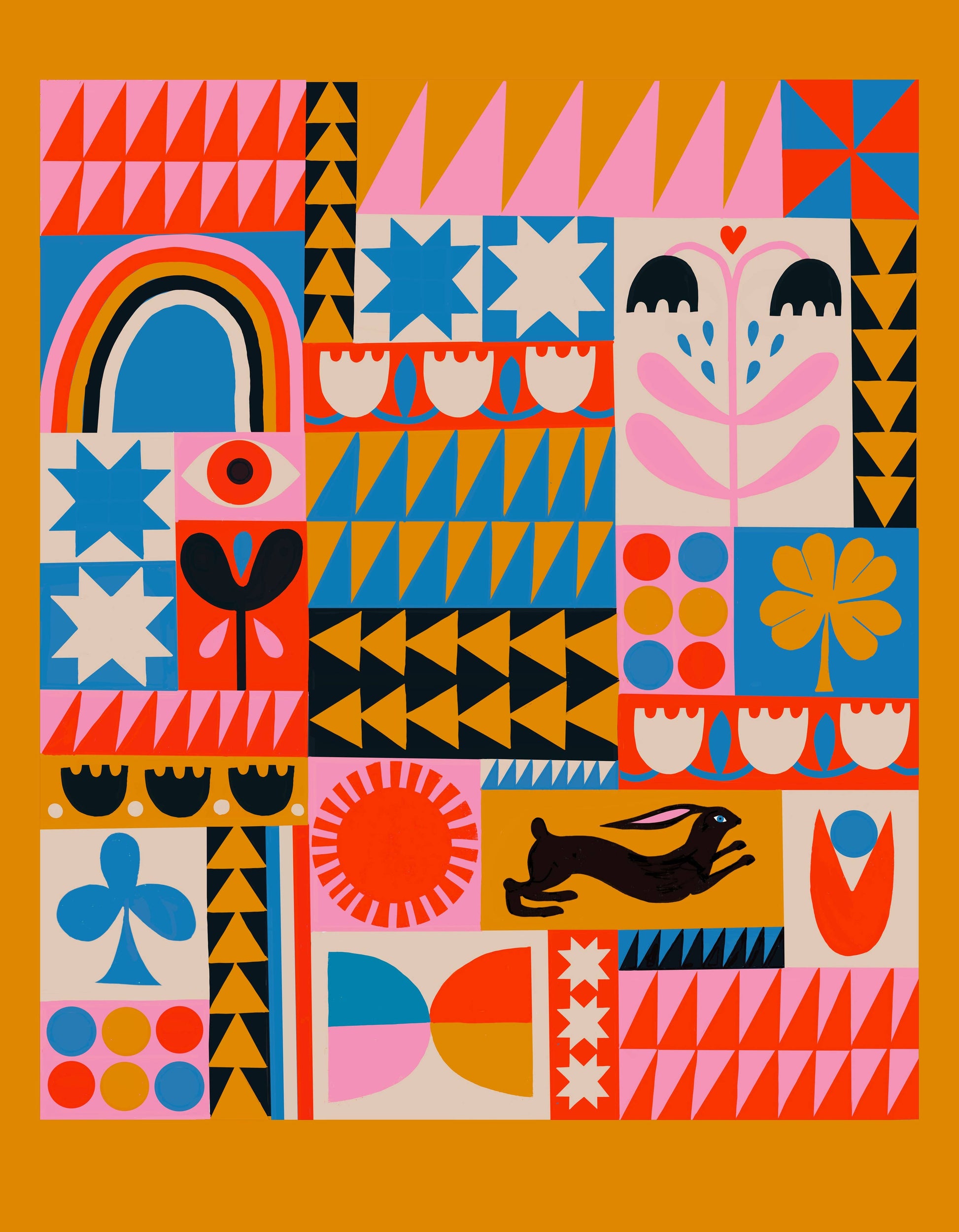 Rabbit Quilt Art Print