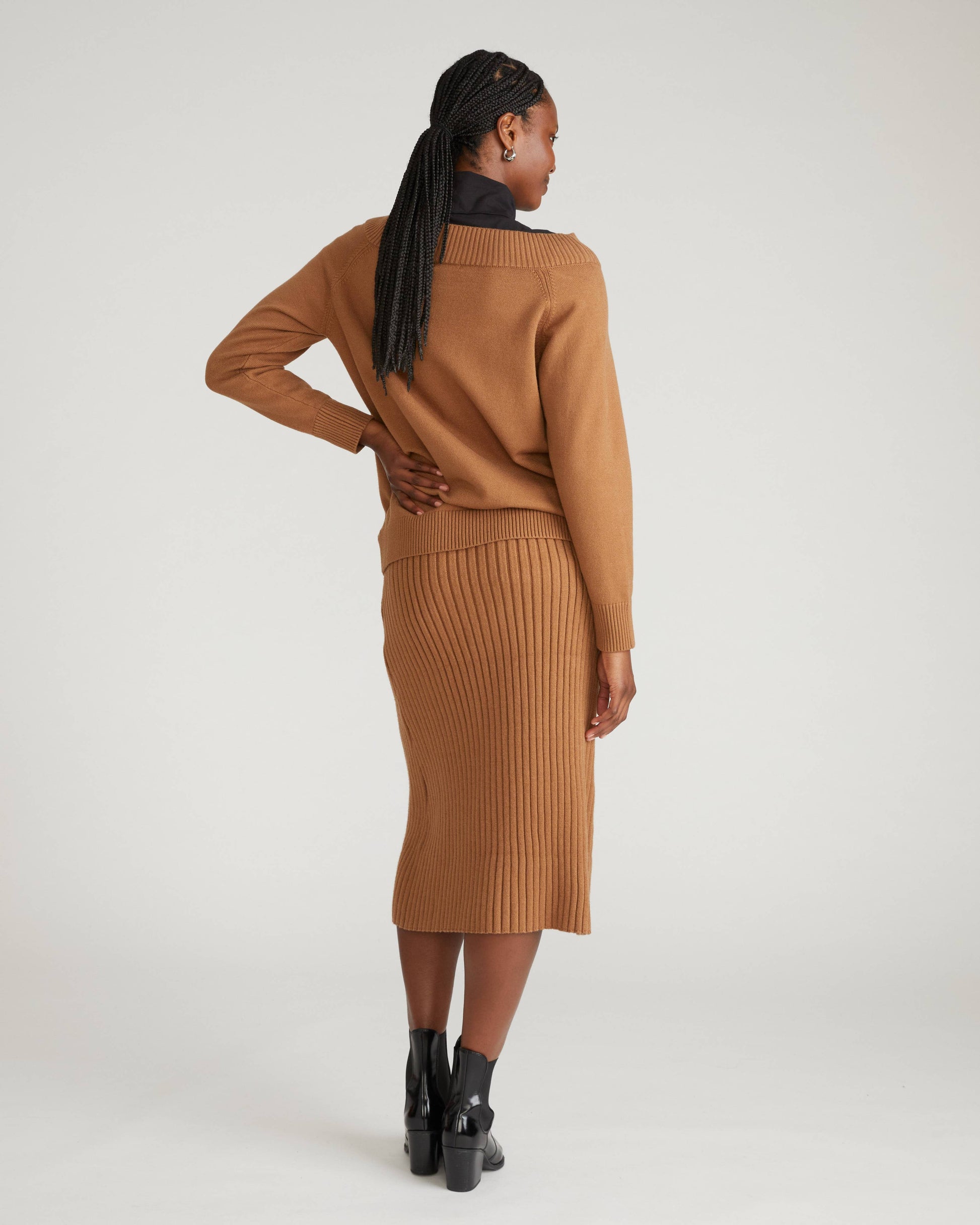 Noomi Cold Shoulder Camel Sweater