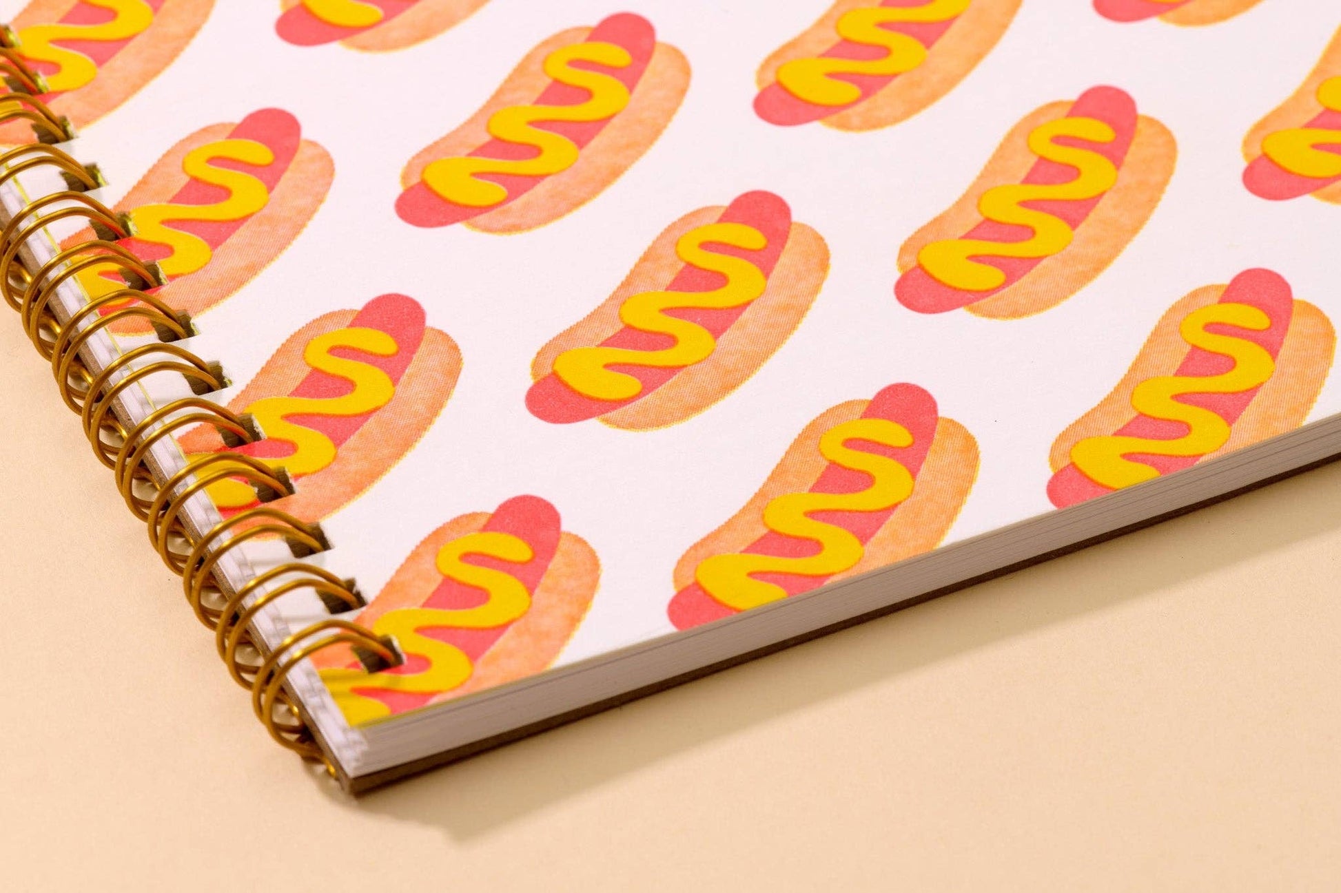 Hot Dog Pattern Letterpress Spiral Notebook