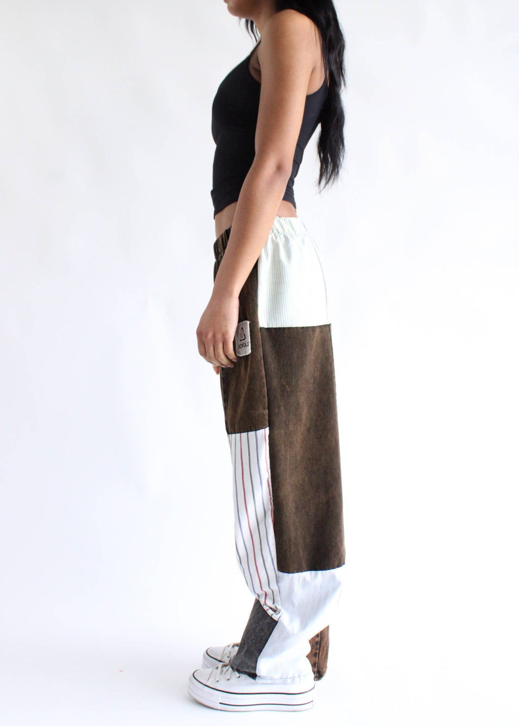 Vintage Denim x Stripes Patchwork Pants