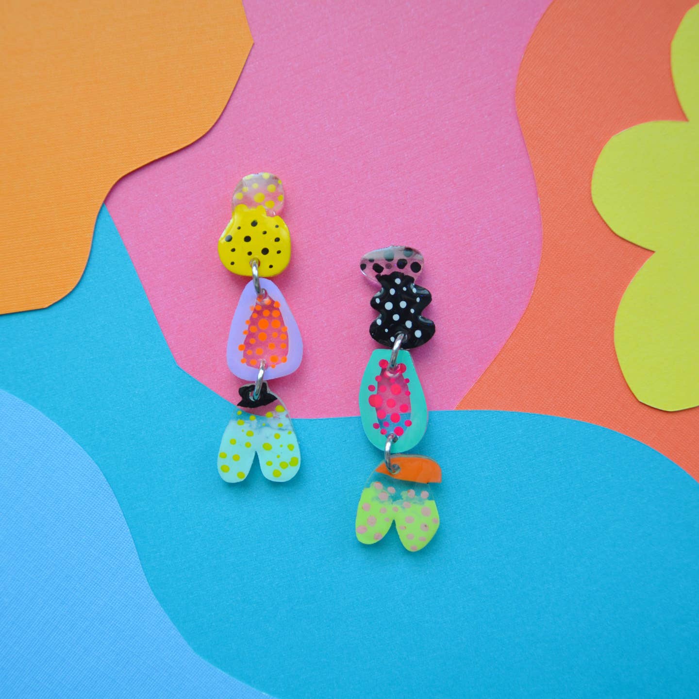 Abstract Mis-Matched Fruit Earrings