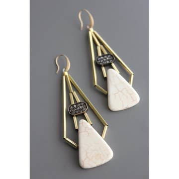 ArtDeco Rhinestone and White Stone Earrings