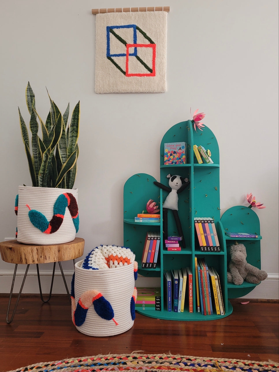 13" Tufted Basket - Snake